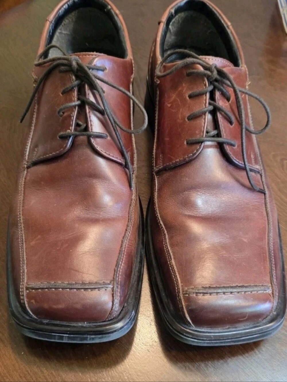Venturini Men's Brown Leather Derby Shoes Square Toe Lace Up Dress Size 12